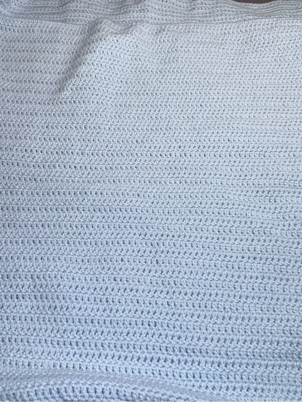 Handmade 53x53in Light Blue Crochet Throw Blanket - Cozy Home Bedding